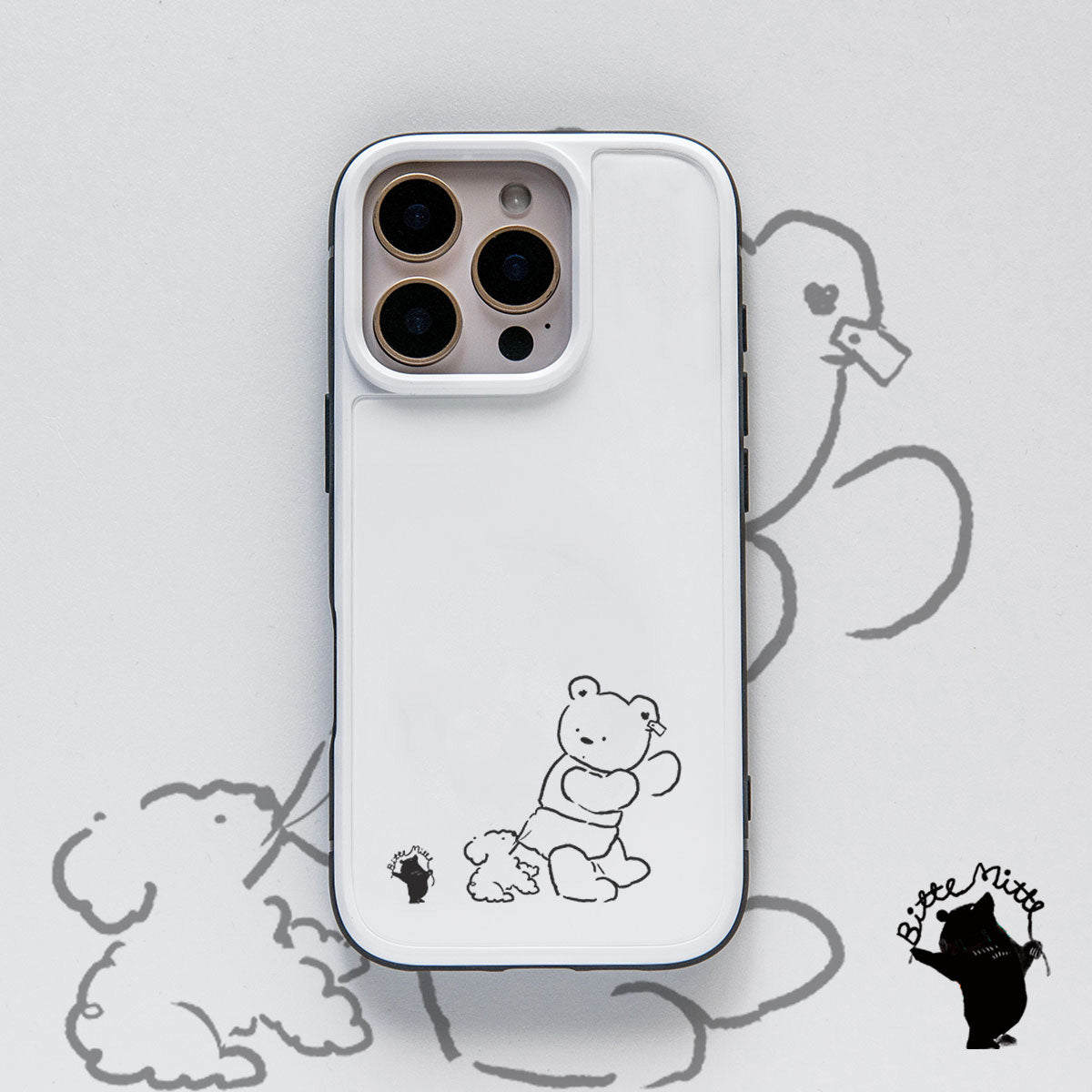 強化ガラスケース iPhone テディベアとトイプードル