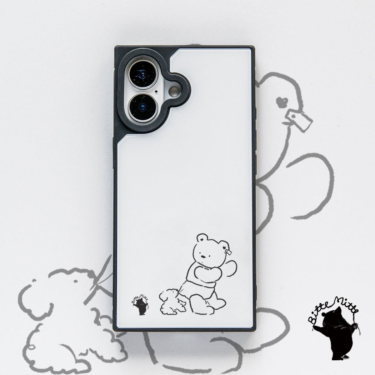 強化ガラスケース iPhone テディベアとトイプードル