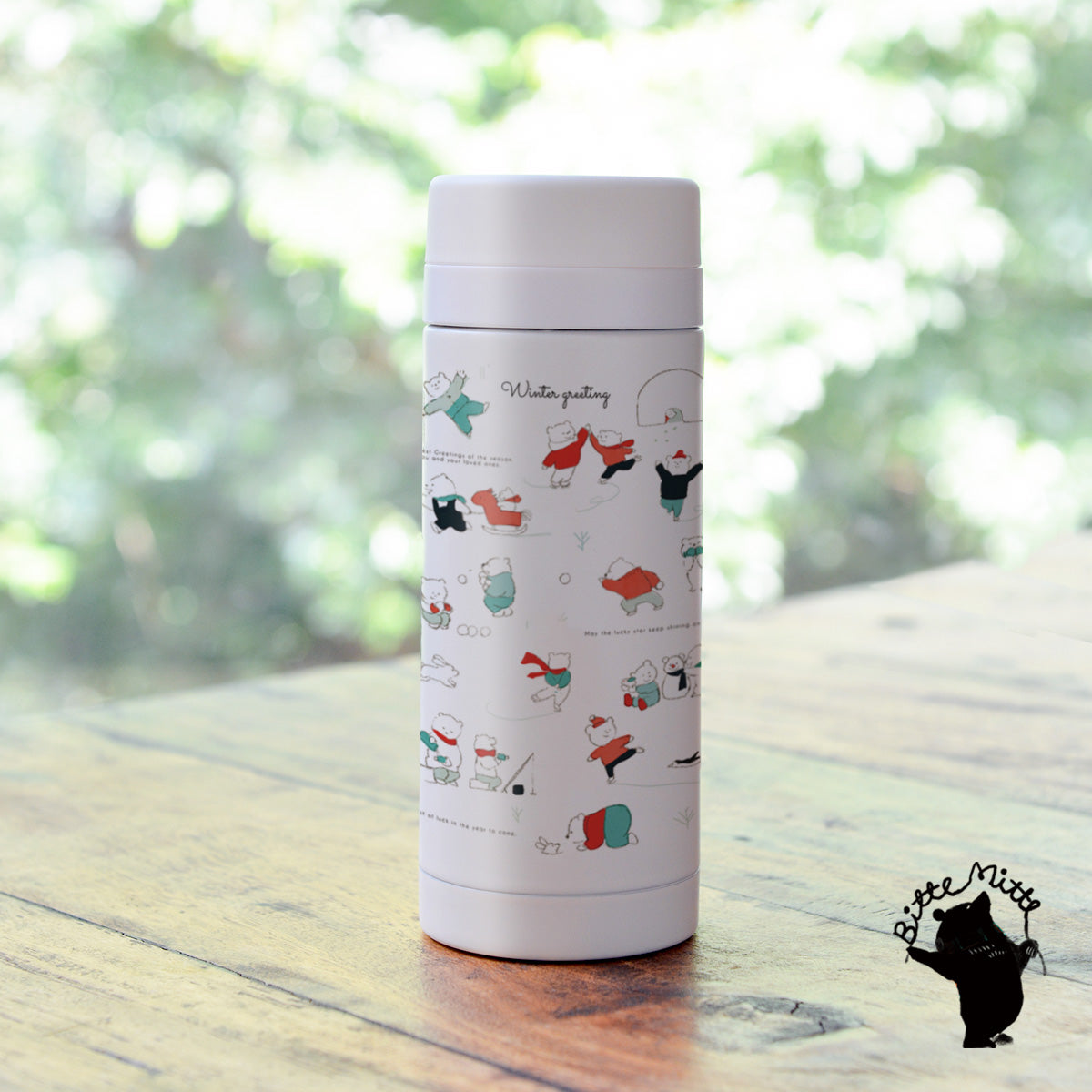 ステンレスボトル おしゃれ かわいい ミニ 200ml 500ml スリム 水筒 子供 メンズ レディース 冬 雪 しろくま シロクマ 名入れ 文字入れ