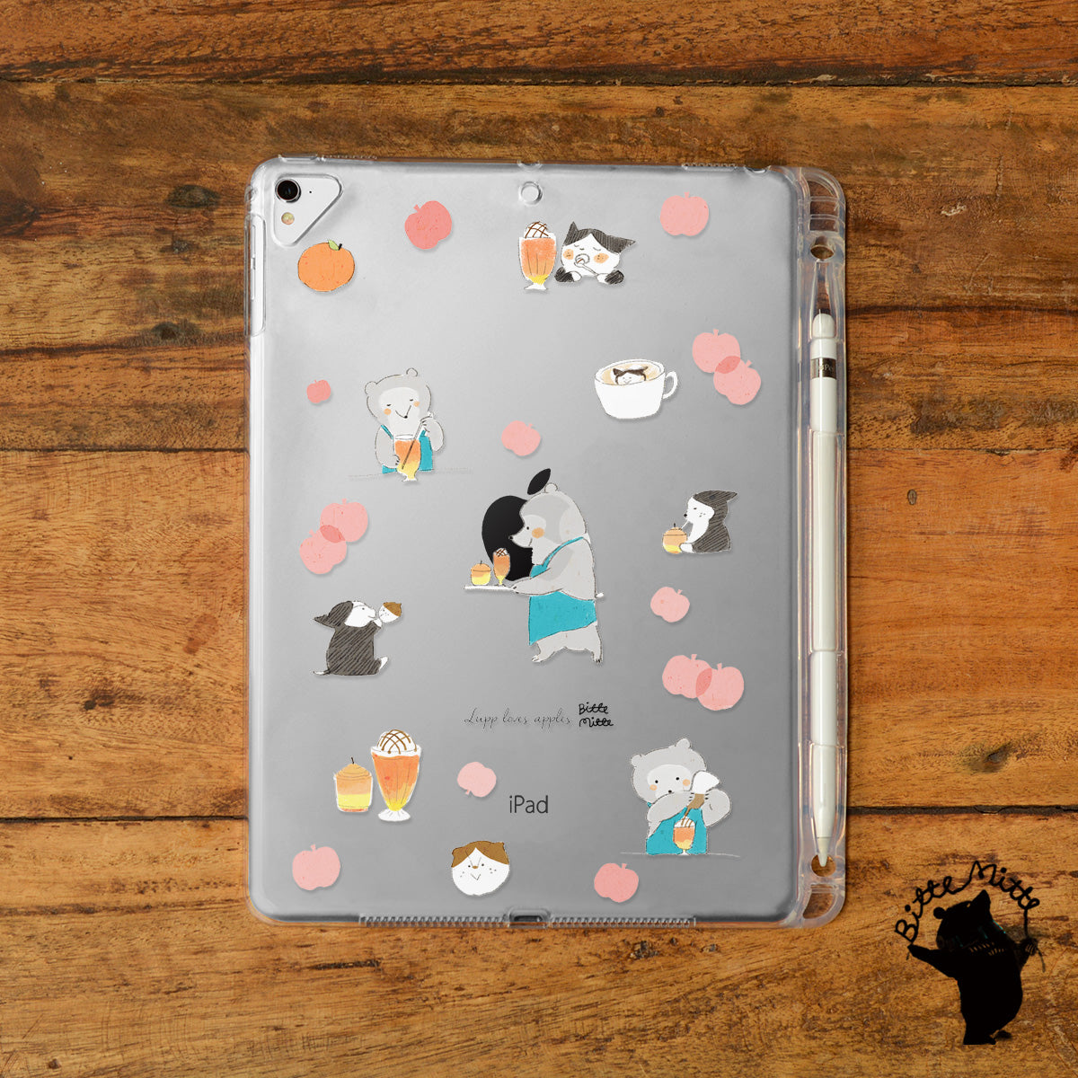 iPad クリアケース ペン収納 カバー おしゃれ かわいい りんご