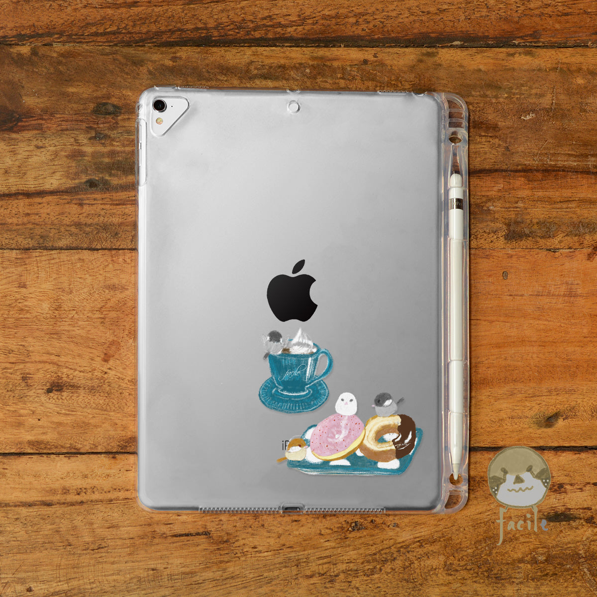 iPad クリアケース ペン収納 カバー おしゃれ かわいい 文鳥