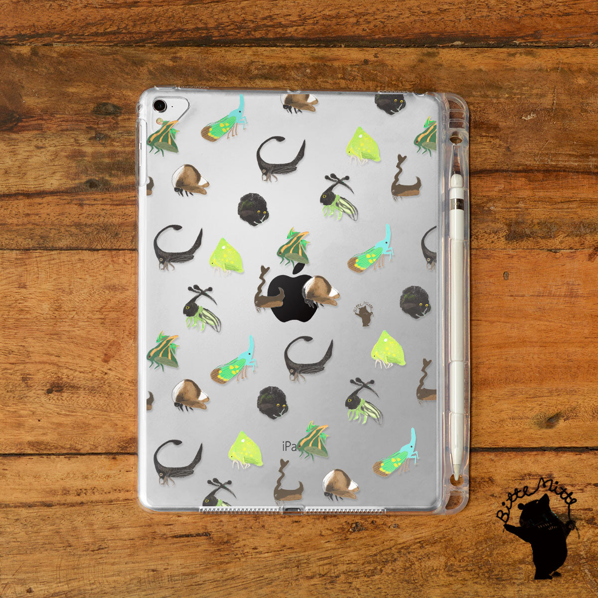 iPad クリアケース ペン収納 カバー おしゃれ かわいい 夏 昆虫