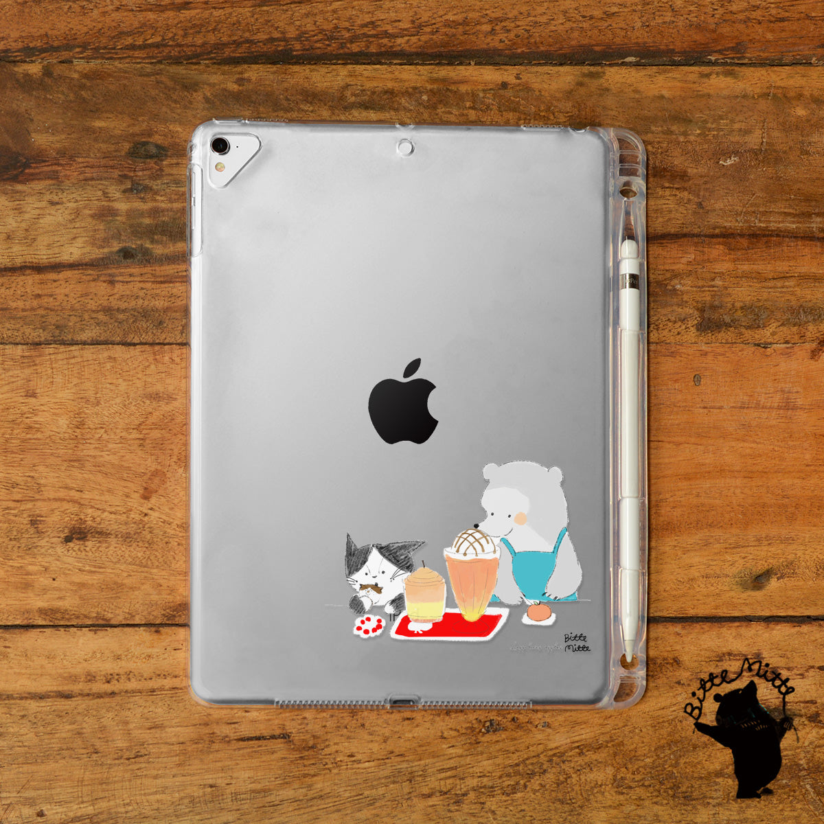 iPad クリアケース ペン収納 カバー おしゃれ かわいい りんご