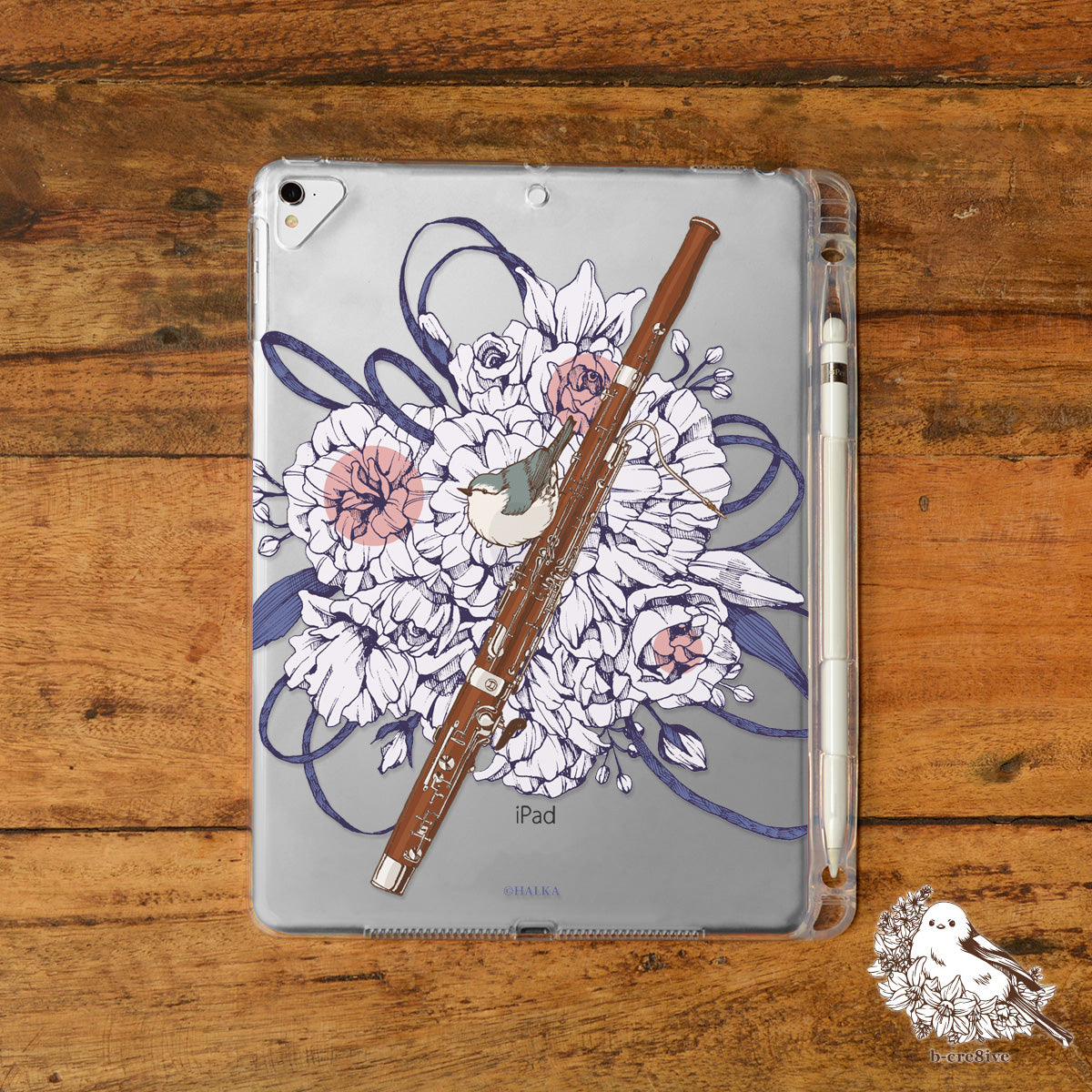 iPad クリアケース ペン収納 カバー おしゃれ かわいい 楽器 音楽