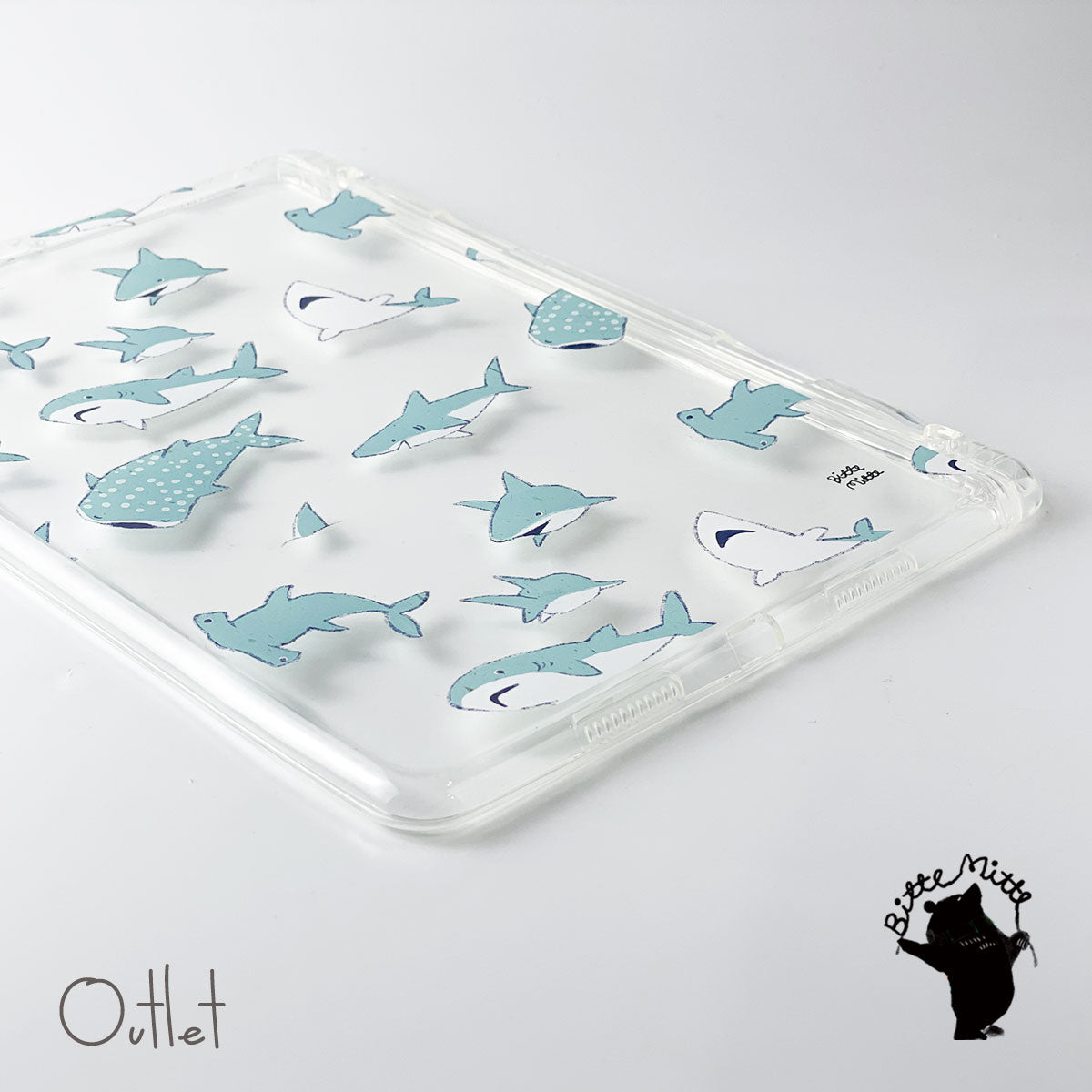 【アウトレット】iPad クリアケース iPad Air3 iPad pro10.5 ペン収納 カバー おしゃれ かわいい サメ【未使用品】【セール】